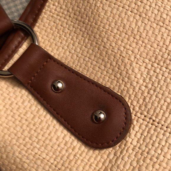 VINTAGE BAG STAW LOOK BROWN FAUX LEATHER TRIM TSC SNAP CLOSURE - #OS012 - Picture 5 of 14